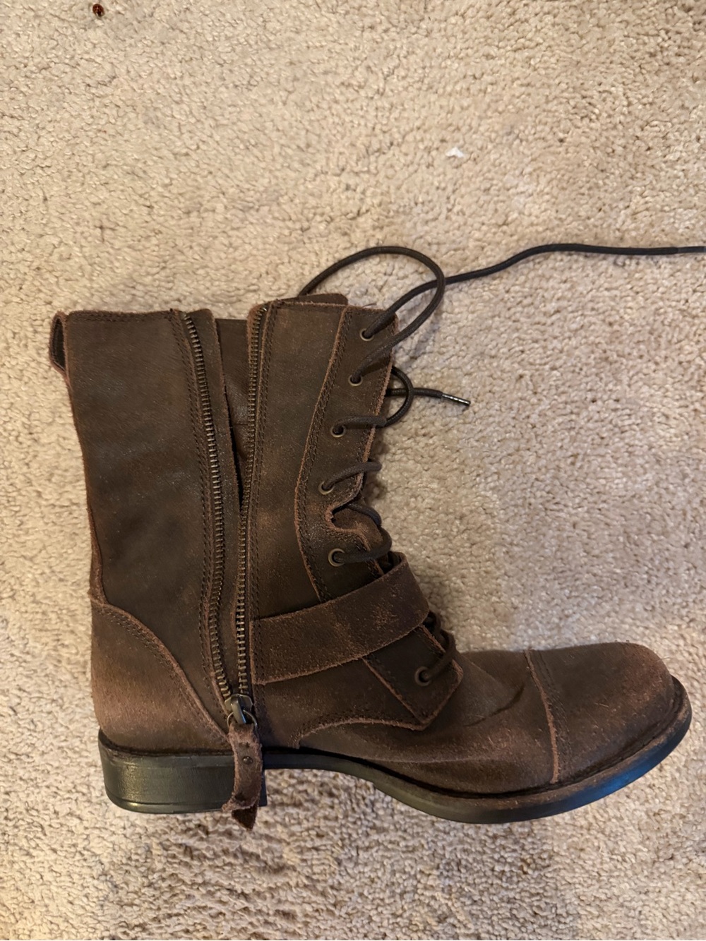 UGG Marela Dark Brown Lace Up Buckle Moto Combat Boots Women’s 8 - Picture 8 of 9